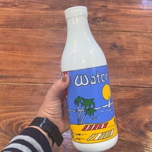 Vintage Carlton Milk Glass Beach Scene Water Bottle